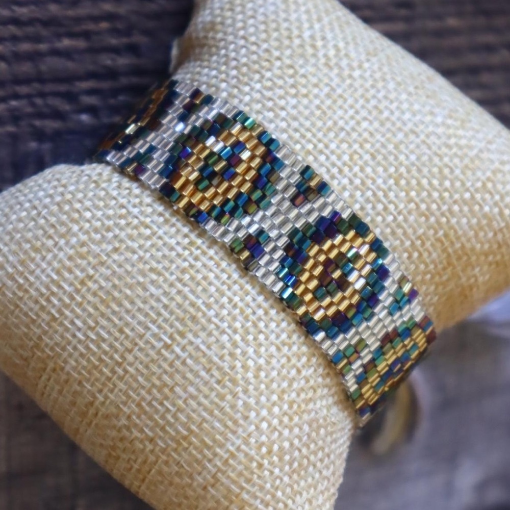 Miyuki Seed Bead Geometric Aztec Tassel Bracelet